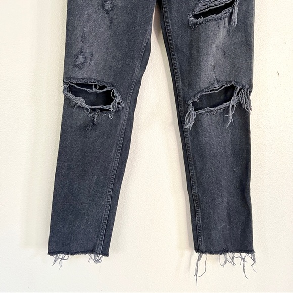 GRLFRND Ripped High Rise Button Fly Jeans in Grey Black - Picture 10 of 14